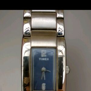 Timex Silver Watch with Blue Dial